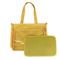 In Stock Fashion Women Tote Bags Handbag Clear PVC Window Pins Display Canvas Ita Bags Crossbody Bag