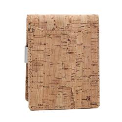 Slim Wallet with Money Clip RFID Blocking Card Mini Bifold Men, Vegan Leather Cork Front Pocket Wallet