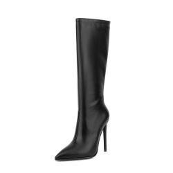 Bottes Femme Ladies Autumn Winter Wellington Boots Pointy Toe Stiletto Heels Long Boots Women Classic Black Knee High Boots