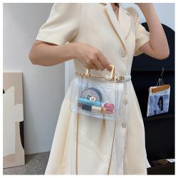 ZR707 Transparent Women Bag New PVC Chain Single Shoulder Fashion PU Ladies Handbag Ladies Crossbody Handbag Tote Bag Dinner Bag
