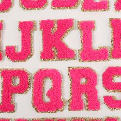 Factory Direct Sale Custom Designer Glitter Large Self Adhesive Bags Chenille Letter Patches