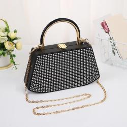 HR683 Women New Designed PU Diamond Brightly Clutch Handbag Fashion Retro Dinner Bag Ladies Luxury Metal Handheld Party Bag