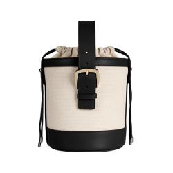 2022 Wholesale  Drawstring Recycled Canvas Bags Custom Gold Foil Stamped Logo Pu Vegan Leather Shoulder Bag Womens Bucket Bags