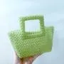 Wholesale handmade resin green beaded Handbag Pearl Bag Famous Design Women Acrylic tote Bag Summer Bag Hollow Out 2024