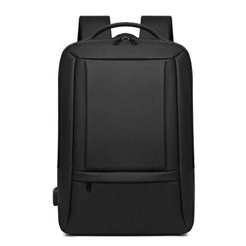 Wholesale Business Travel Backpack Factory 15.6-Inch Waterproof Laptop Bag with USB Black Printing Gift Backpack