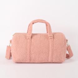 sherpa  duffle bag comfortable classic travel weekend bag for men teddy  duffle bag with Glittering chenille letter patches