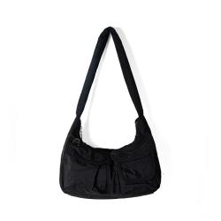 External Pocket Drawstring Shopping Bag Japanese Nylon Women Large Capacity Classic Tote Bag Shoulder Bags