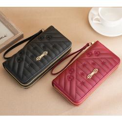 2023 Golden Bowknot Designer Women Bags Square PU Fashion Girl Purses Lady Long Clutch Wallet