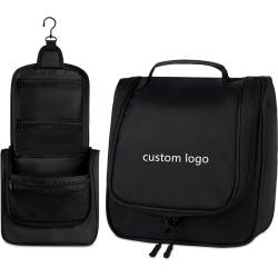 Custom Logo Large Travel Makeup Cosmetic Organizer Bag Hanging Travel Toiletry Bag With Hook