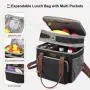 LOVEVOOK PEVA Lunch Bag Insulated for Women Lunch Box for Men Leakproof Double Decker Lunch Bag for Work/School/Picnic/Hiking