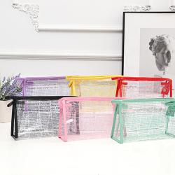 Custom logo travel toiletry makeup bag waterproof pvc transparent clear cosmetic bag