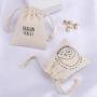 8 Oz Custom Logo Printed Natural Canvas Drawstring Jewelry Pouch Small Organic Cotton Gift Jewelry Bag