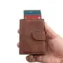 Wholesale pop up wallet card holder leather metal wallet rfid blocking aluminium card holder