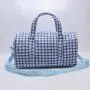 Customizable Women Men Blue Tweed Gym Sports Handbag Custom Logo Design Weekender Duffel Classic Carry On Travel  Duffle Bag