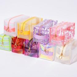 New Style Lady multicolor Clear Holographic Makeup Bag Pouch Pvc Waterproof Transparent Laser Cosmetic bag