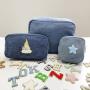 Factory Custom Blue Jeans Makeup Bags 4 Size Light Blue Navy Zipper Pouches Cute Cosmetic Bag Denim Makeup Pouch Jean Bag