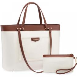 LOVEVOOK 2pc 14 Inch Briefcase large women handbags ladies Office school pu leather shoulder laptop tote bag with compartments