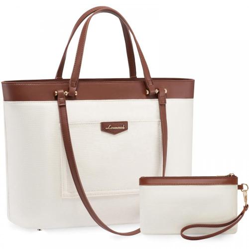 LOVEVOOK 2pc 14 Inch Briefcase large women handbags ladies Office school pu leather shoulder laptop tote bag with compartments