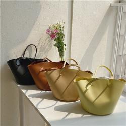2024 Trending New Korean Designer Women's Bag Fashion Large Capacity Open PU Leather Tote Handbag Ladies Bucket Shoulder Bags