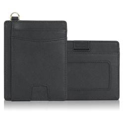 New Rfid Slim Card Holders Custom Stamp Logo Pu Leather Card Bag Includes Hanging Strap