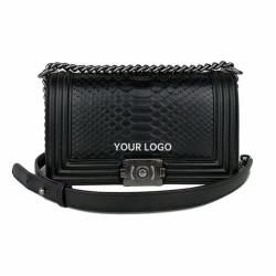 Custom Lady Designer Luxury Fashion Genuine Snake Skin Leather Lady Small Chain Flap Shoulder Bag Handbag Famous Brands