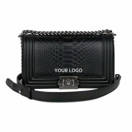 Custom Lady Designer Luxury Fashion Genuine Snake Skin Leather Lady Small Chain Flap Shoulder Bag Handbag Famous Brands