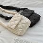 Winter New Casual Simple Nylon Puffer Small Square Bag Fashion Shoulder Bag Stitching Cotton Diamond-Shaped Crossbody Bag
