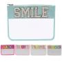 Keymay Low MOQ Custom Personalized Makeup Bag Chenille Patches Birthday Bridesmaids Gift Transparent Pvc Clear Cosmetic Bag