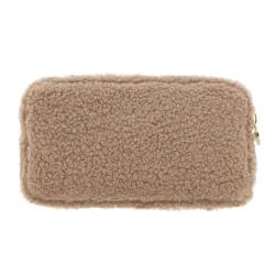 Multi-color cute fluff storage bag cosmetic bag pink polar fluffy comfortable fur cosmetic bag customizable chenille pearl patch