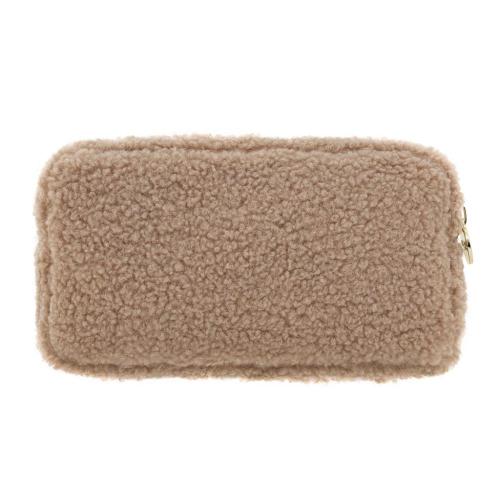 Multi-color cute fluff storage bag cosmetic bag pink polar fluffy comfortable fur cosmetic bag customizable chenille pearl patch