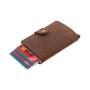 Wholesale Metal Front Pocket Wallet Genuine Leather Pop Up Metal Credit Card Holder Wallet
