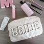 Keymay RTS NO MOQ Bride With Words Embroidered Makeup  Clear Toiletry Bag Cosmetic Bag Zipper Cosmetic Bags & Cases