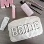 Keymay RTS NO MOQ Bride With Words Embroidered Makeup  Clear Toiletry Bag Cosmetic Bag Zipper Cosmetic Bags & Cases
