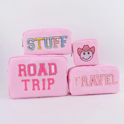 Keymay 23 Colors S M L XL High Quality Personalizeded Birthday Gift Pencil Case Makeup Travel Bag Nylon Cosmetic Bag Nylon Pouch