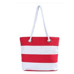 China Manufacturer Wholesale Fashion Rope Handle Stripe Canvas Beach Tote Bag