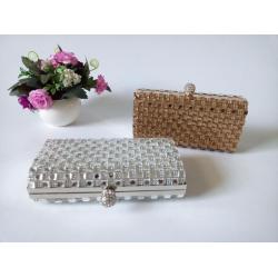 Factory wholesale purse silver glass rhinestone handbag elegant women party clutch bags evening bag for women pochette femme
