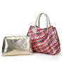2024 OEM  Luxury Designer women hand made tote Bags Female Woven Shoulder Bags factory Custom logo rainbow beach fashion handbag