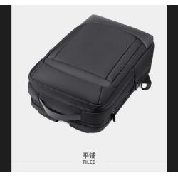 Men's Large Capacity Nylon Business Backpack Waterproof Outdoor Travel Computer Bag with Expansion and Printed LOGO