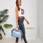 Ladysky Super product fashion tote bag for women super personalized metal letter handbag playful ladies shoulder jeans bag belt