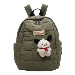 HR768 New Fashion Cotton Ladies Backpack Tote School Bags Outdoor Casual Bag Soft Backpack With Pendant Daypack Bag