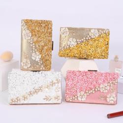 Acrylic Flower Rhinestone Pearl Pure Color Ladies Handbags PU Leather Square Shoulder Crossbody Bag Chain Women Hand Bags