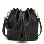 2024 new women's shoulder bags tassel drawstring PU bucket bag fashionable crossbody bags women handbags ladies