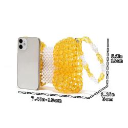 2024 Wholesale Bow Acrylic Beaded Hand-woven Hollow Beaded Handbag Fresh and Sweet Ladies resin Beaded Flap