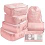 Gelory Custom Logo High Quality Packing Cubes Travel Portable Luggage Organizer Bag 7 Pcs Set With Toiletry Bag