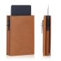 Aluminum Mens Wallet Card Holder Leather Wallet Pop Up Wallet RFID Blocking Slim Minimalist Large Capacity 14-18 Card Capacity