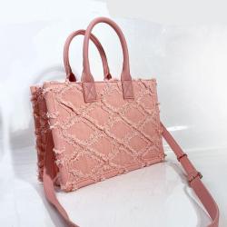 2024 Custom Fashion Denim Tote Bag For Women Jeans Leather Handbag With Bowknot