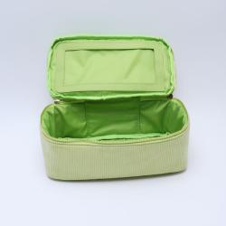 Corduroy Open Top Mirror Pouch Double Zipper Cosmetic Bag Customized Makeup Pouch Winter Travel Organizer Make Up Bag