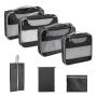 custom prints 9 pieces set extra large polyester compression packing cubes in taupe beige travel luggage organizer