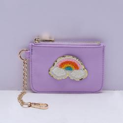 New Arrival Wholesale Stock Custom Logo Designs Chenille Letter Patches Pu Leather Waterproof Coin Cute Keychain Purses