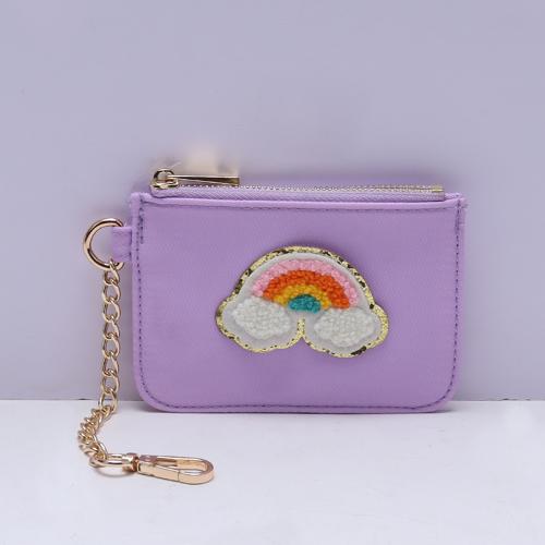 New Arrival Wholesale Stock Custom Logo Designs Chenille Letter Patches Pu Leather Waterproof Coin Cute Keychain Purses